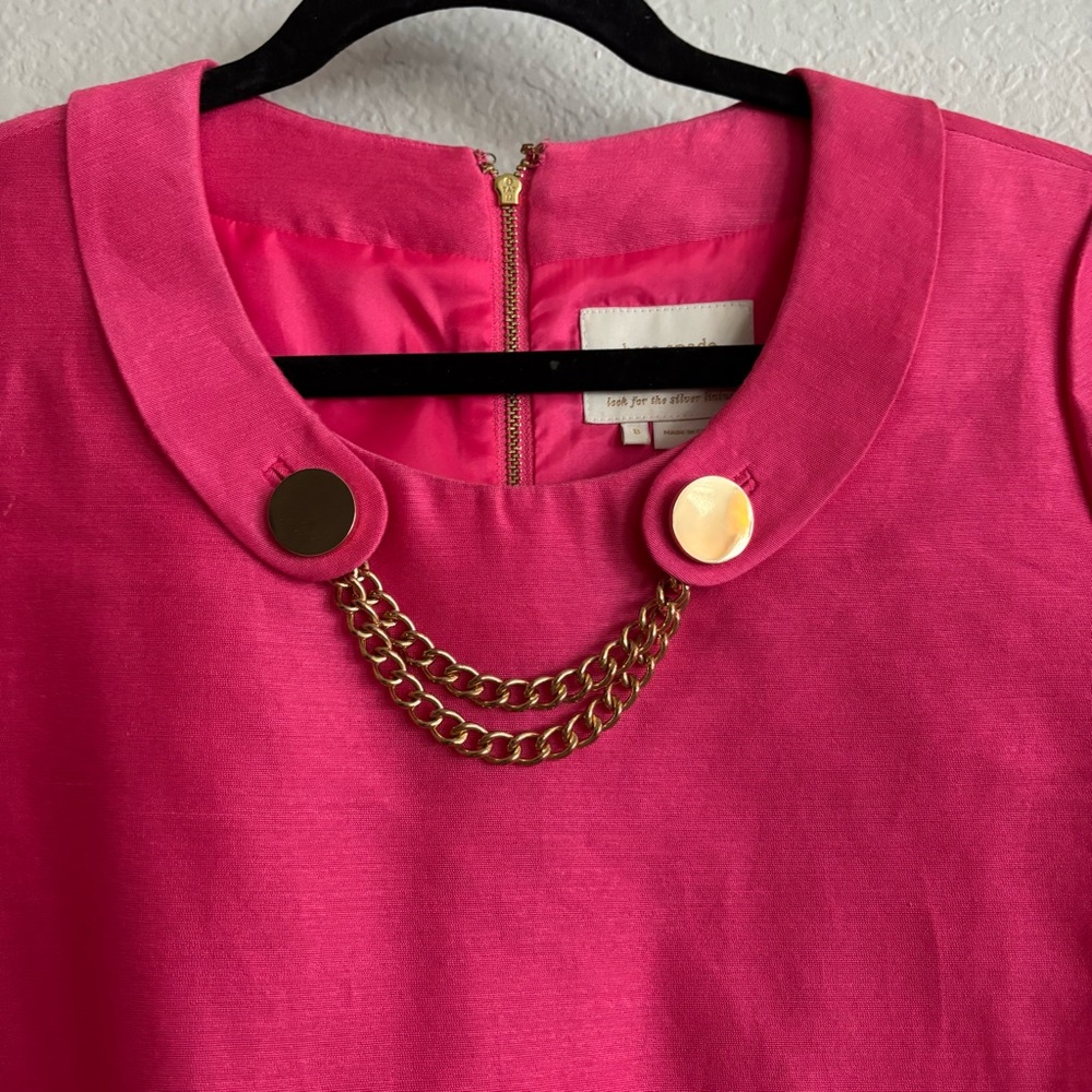 ❗️FINAL❗️Kate Spade Short Sleeve Pink Dress with Gold Accents 8 - Picture 4 of 10